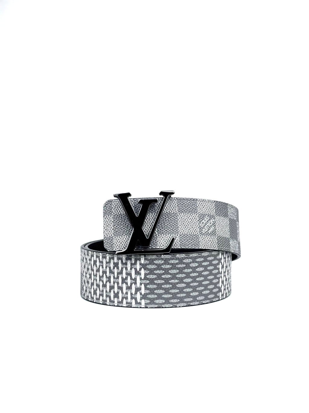 Louis Vuitton Initial 40mm Logo Silver Buckle 3D Damier Graphite Belt