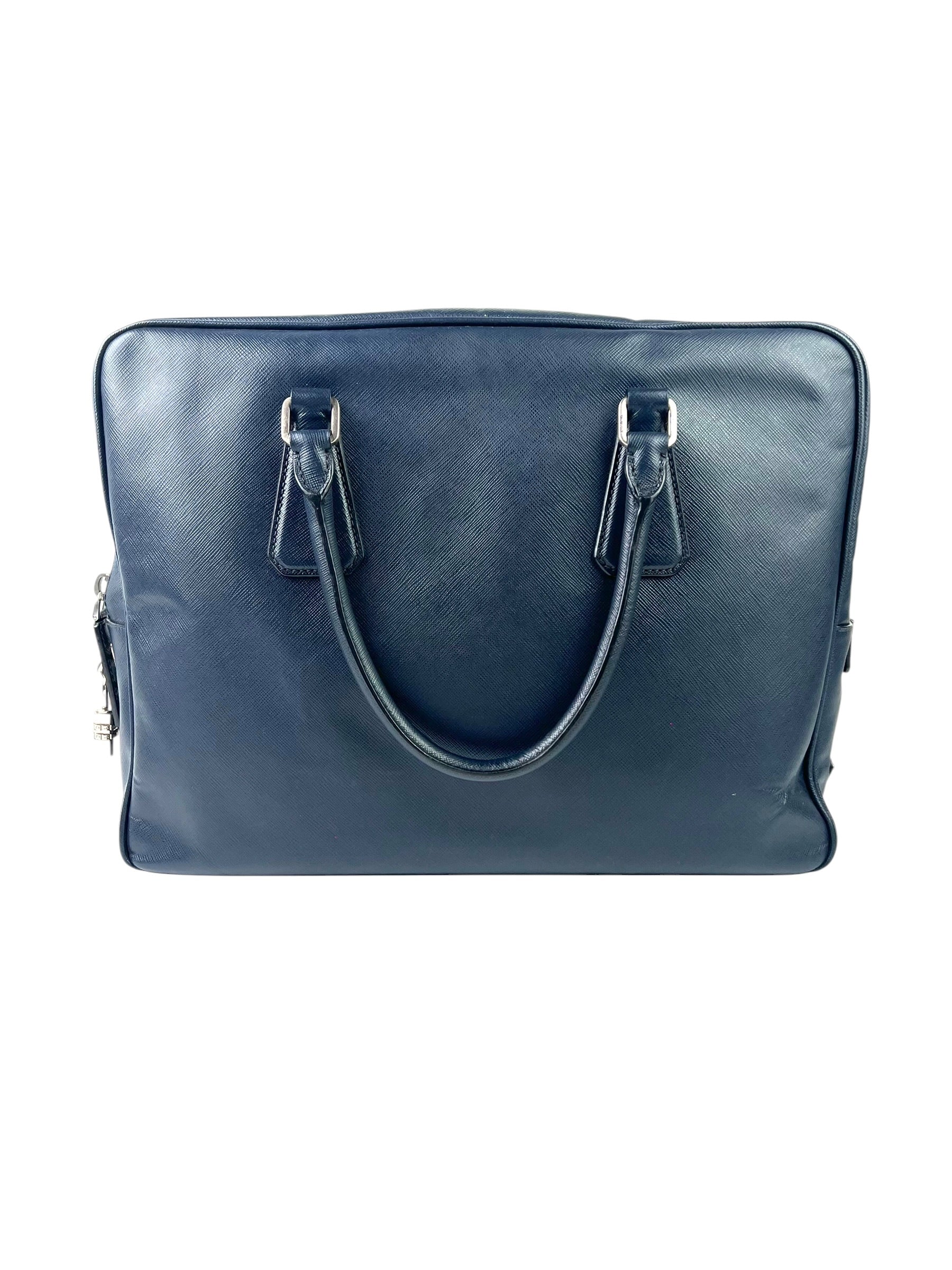 Prada Triangle Logo Saffiano Leather Briefcase