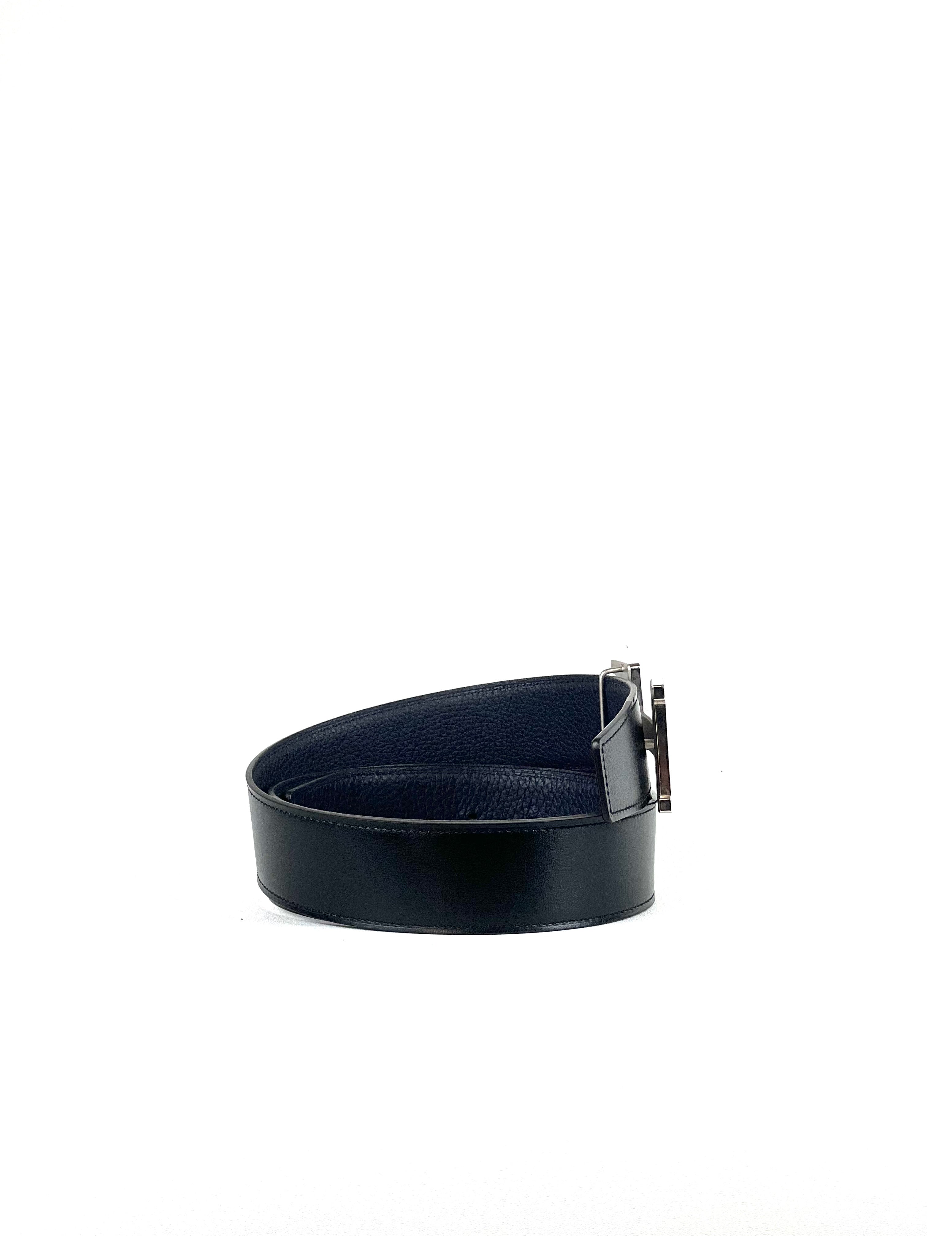 Hermes Constance H Silver Buckle Reversible Grey Belt