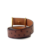 Hermès H Gold Buckle Brown Ostrich Leather Reversible Belt 4