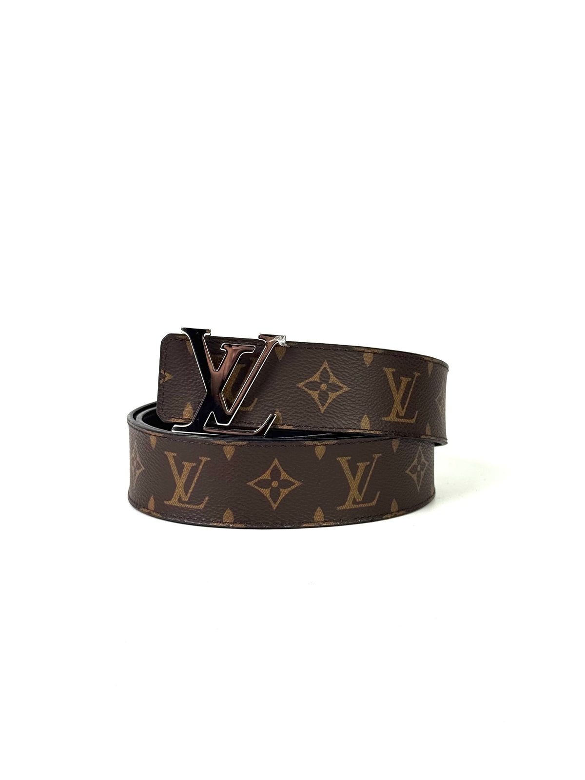 Louis Vuitton Initial Silver Buckle Monogram Macassar Belt