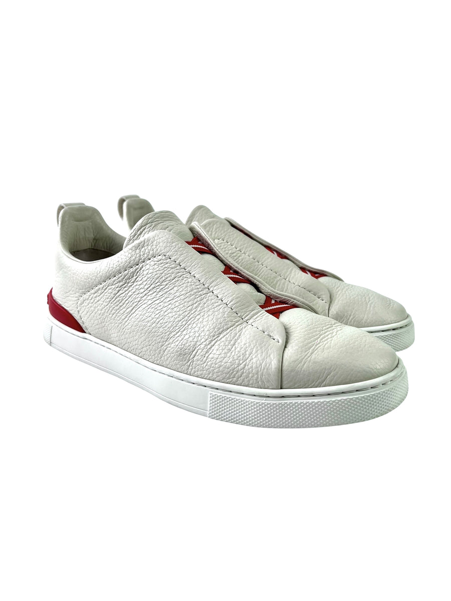 Zegna Japan Exclusive Triple Stitch Deerskin White Slip-On