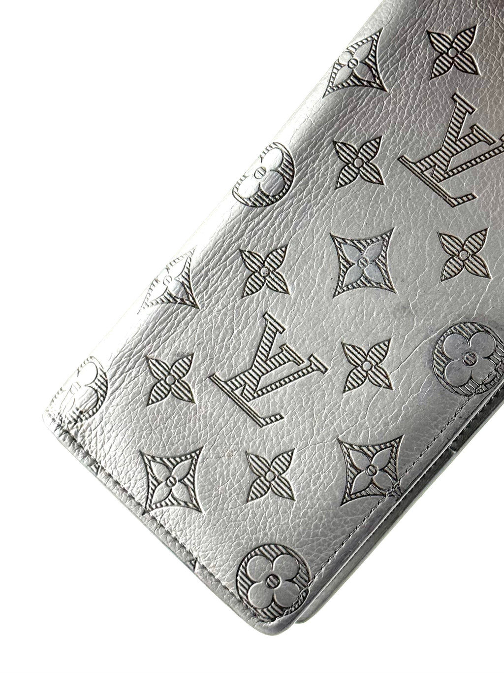 Louis Vuitton Shadow Monogram Grey Brazza Long Wallet