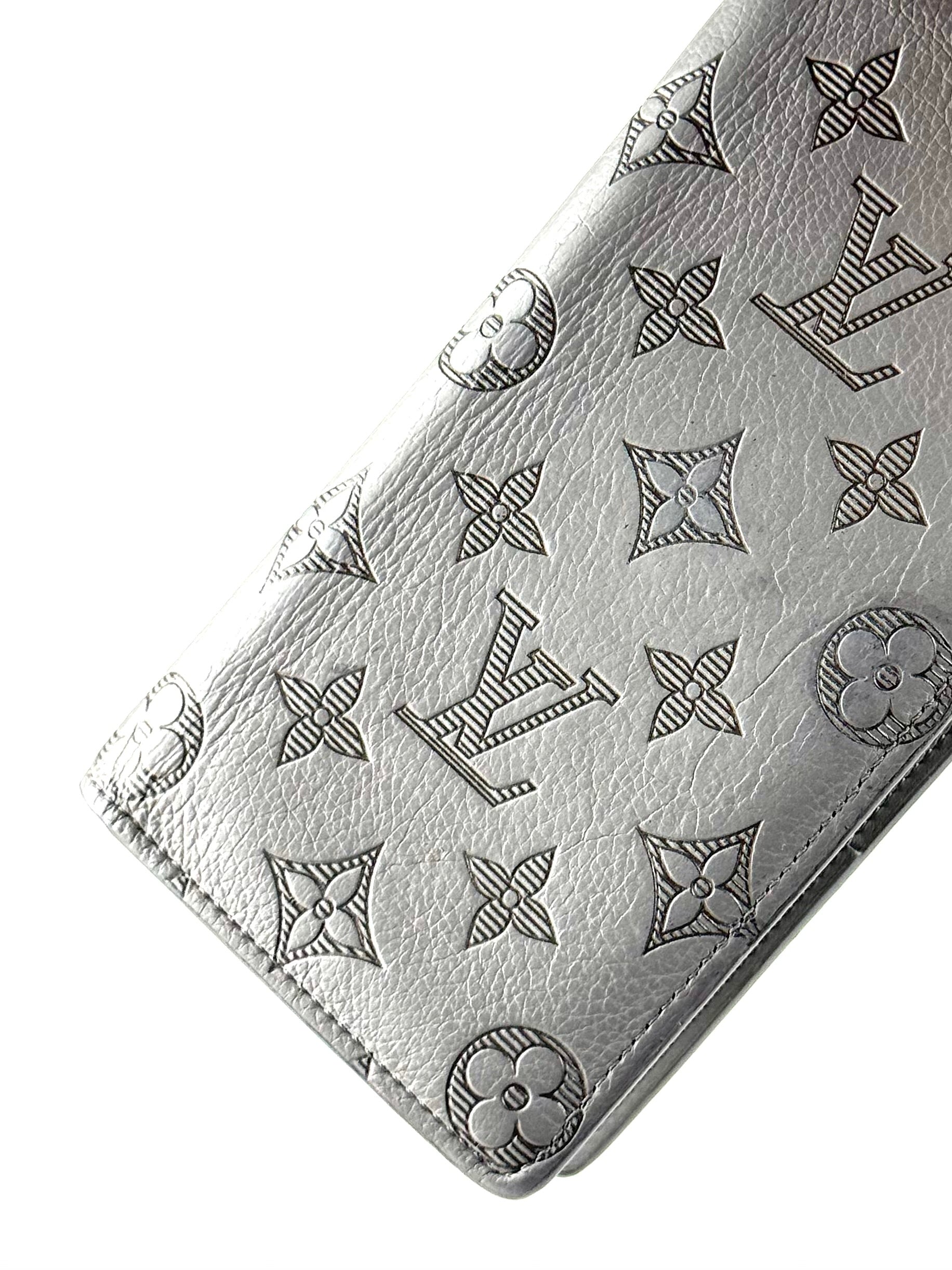 Louis Vuitton Shadow Monogram Grey Brazza Long Wallet