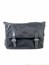 Prada Nylon Black Triangle Logo Messenger Bag 1