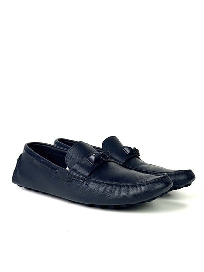 Hermès Irving Navy Leather Loafers