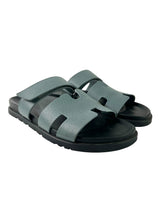 Hermès Chypre Blue Leather Sandals 1