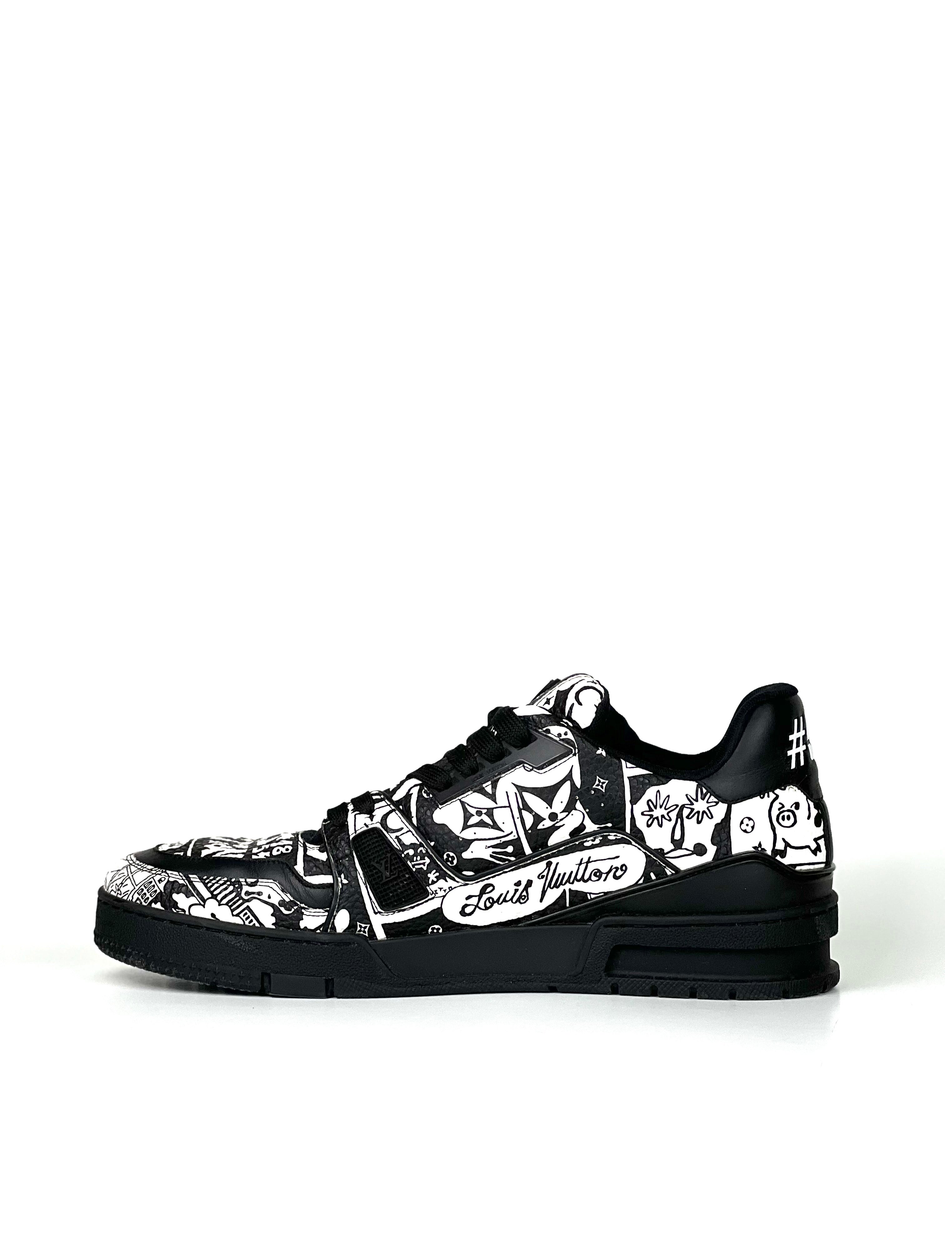 Louis Vuitton Trainer B&W Comic Leather Sneakers