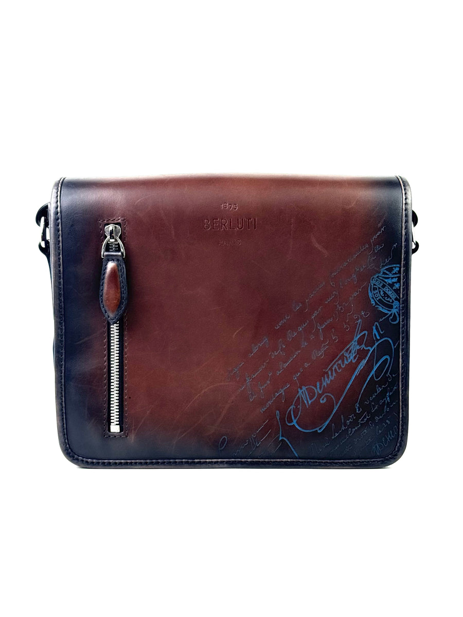 Berluti Scritto Venezia Leather Messenger Bag