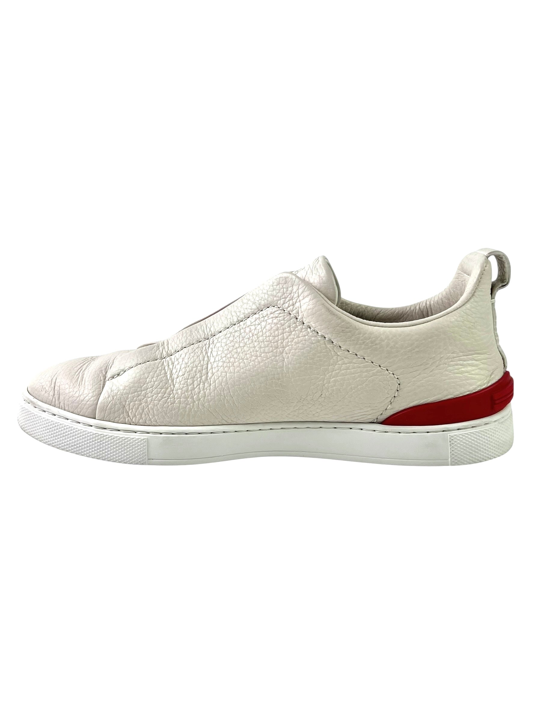 Zegna Japan Exclusive Triple Stitch Deerskin White Slip-On
