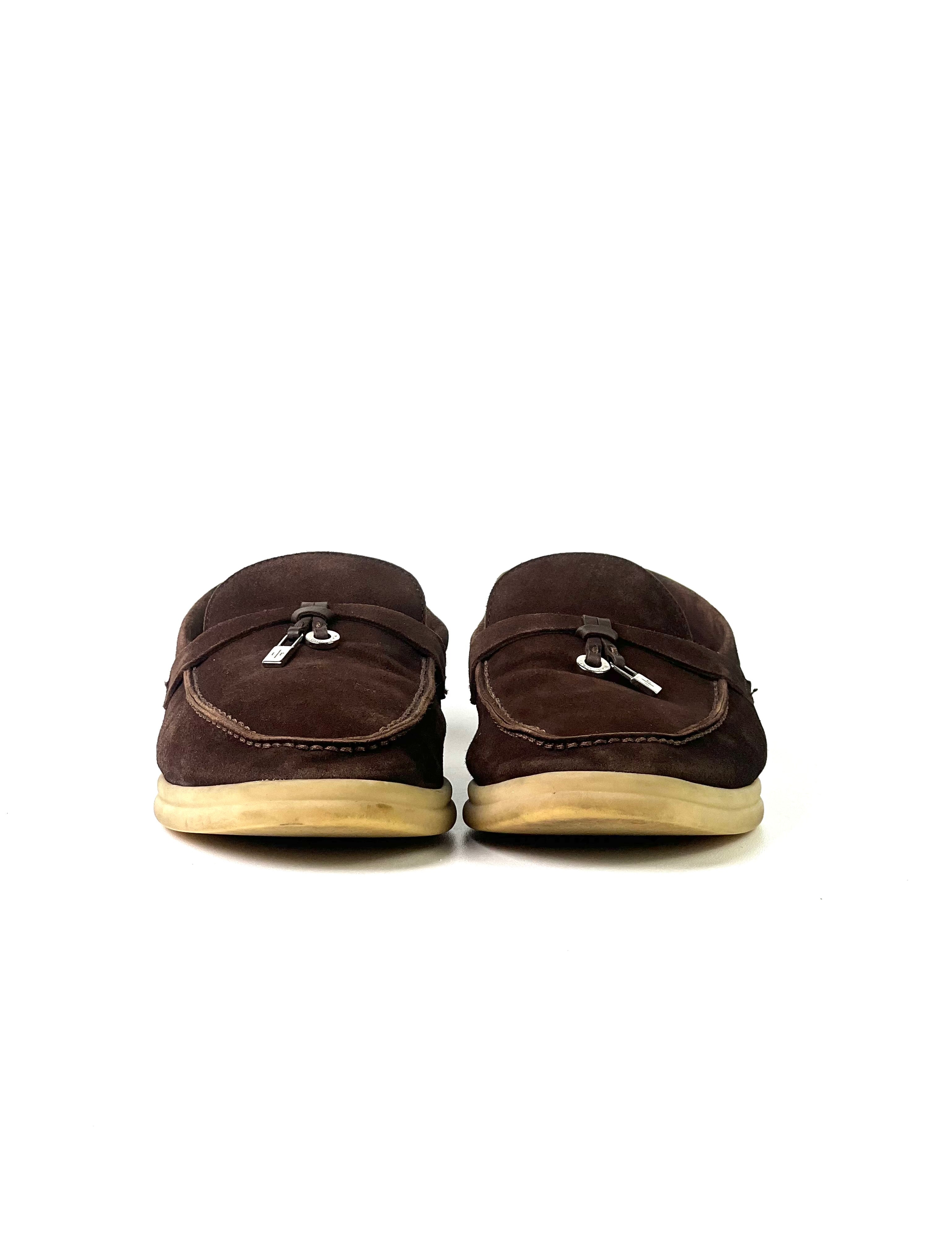 Loro Piana Summer Charms Suede Brown Slip-On