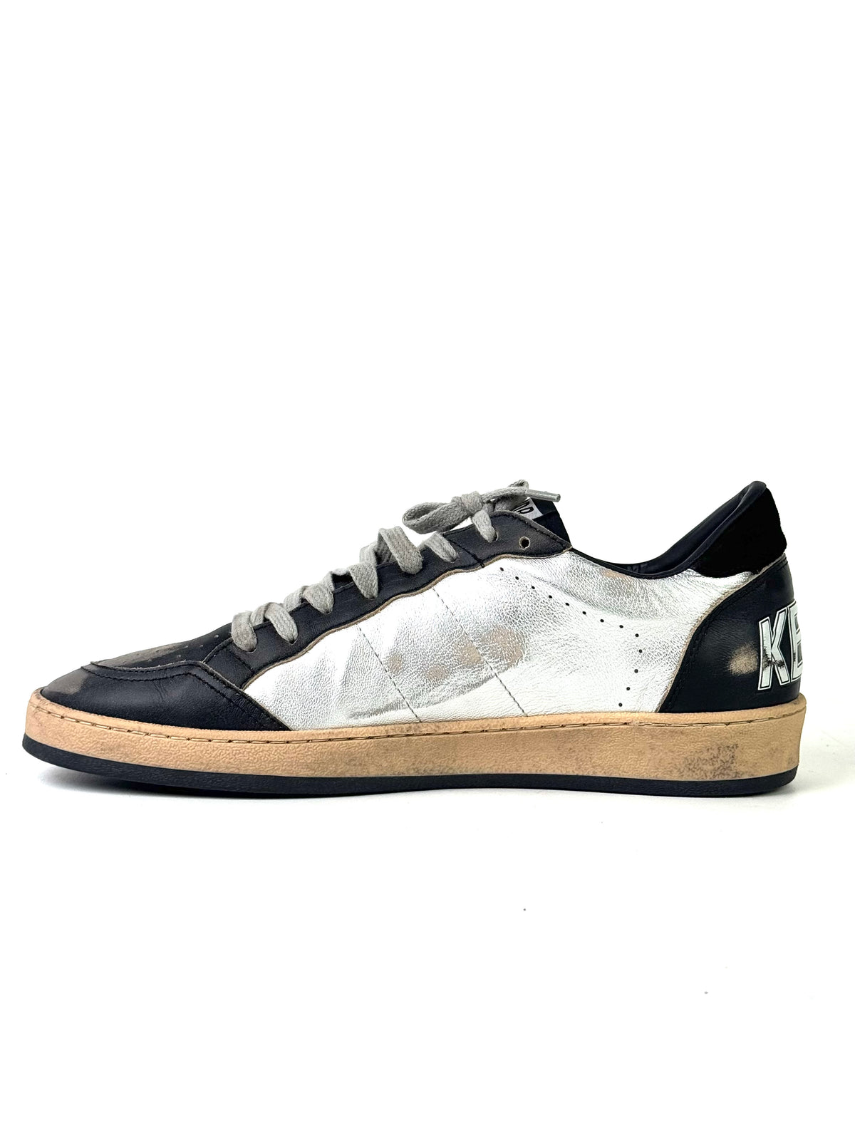 Golden Goose Ball Star In Silver Leather Sneakers