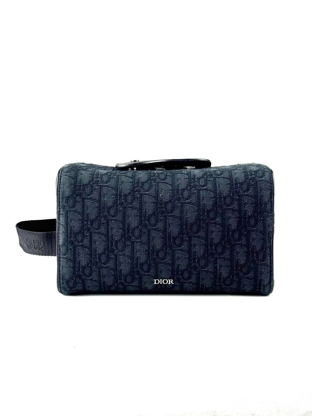 Christian Dior Oblique Jacquard Black Lingot Toiletry Pouch Bag