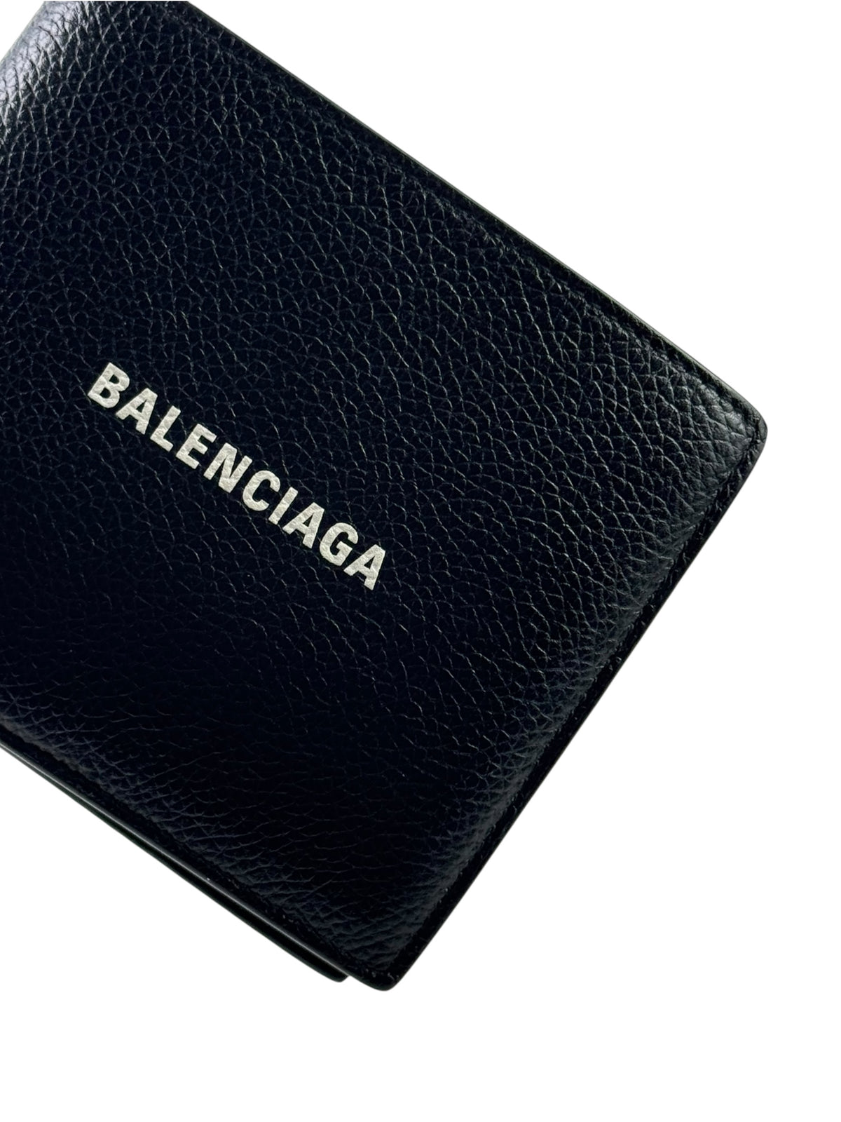 Balenciaga Logo Grain Leather Bifold Wallet