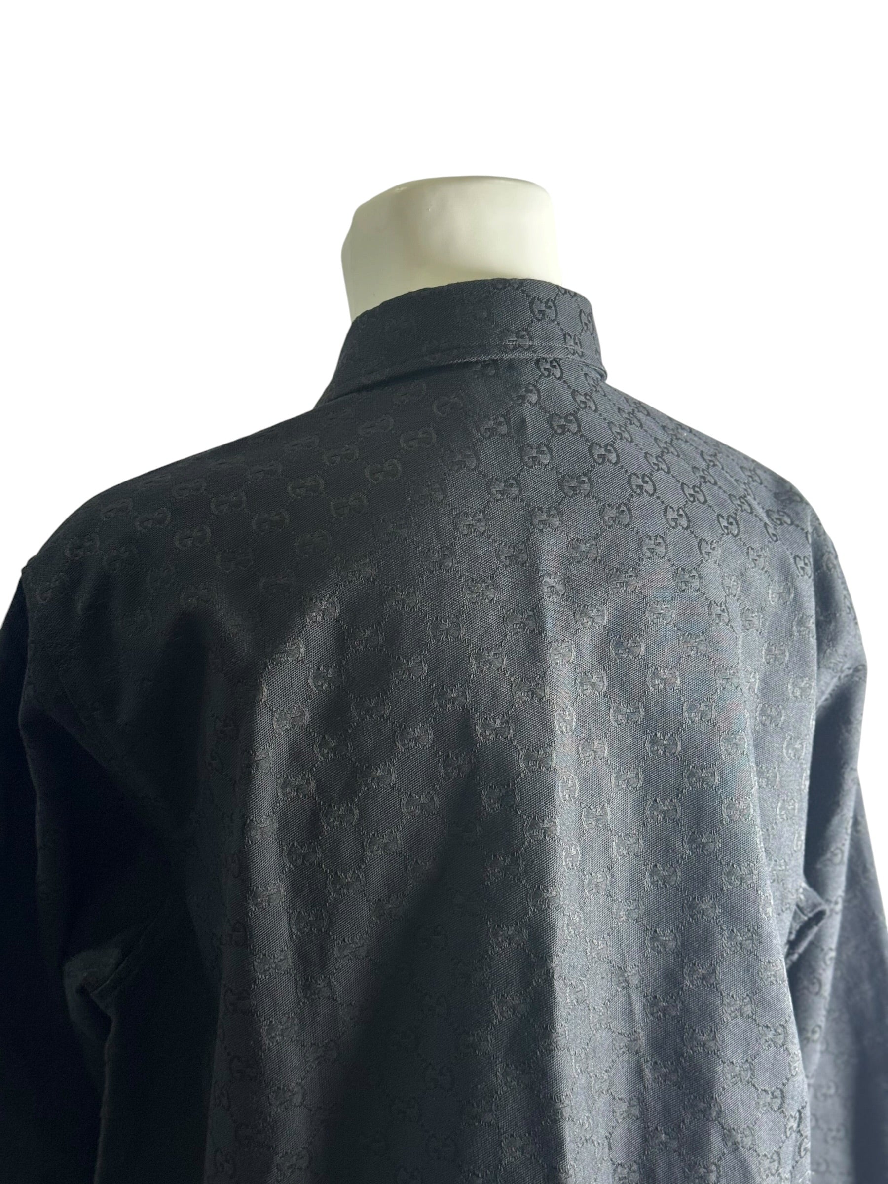 Gucci GG Supreme Black Denim Long Shirt