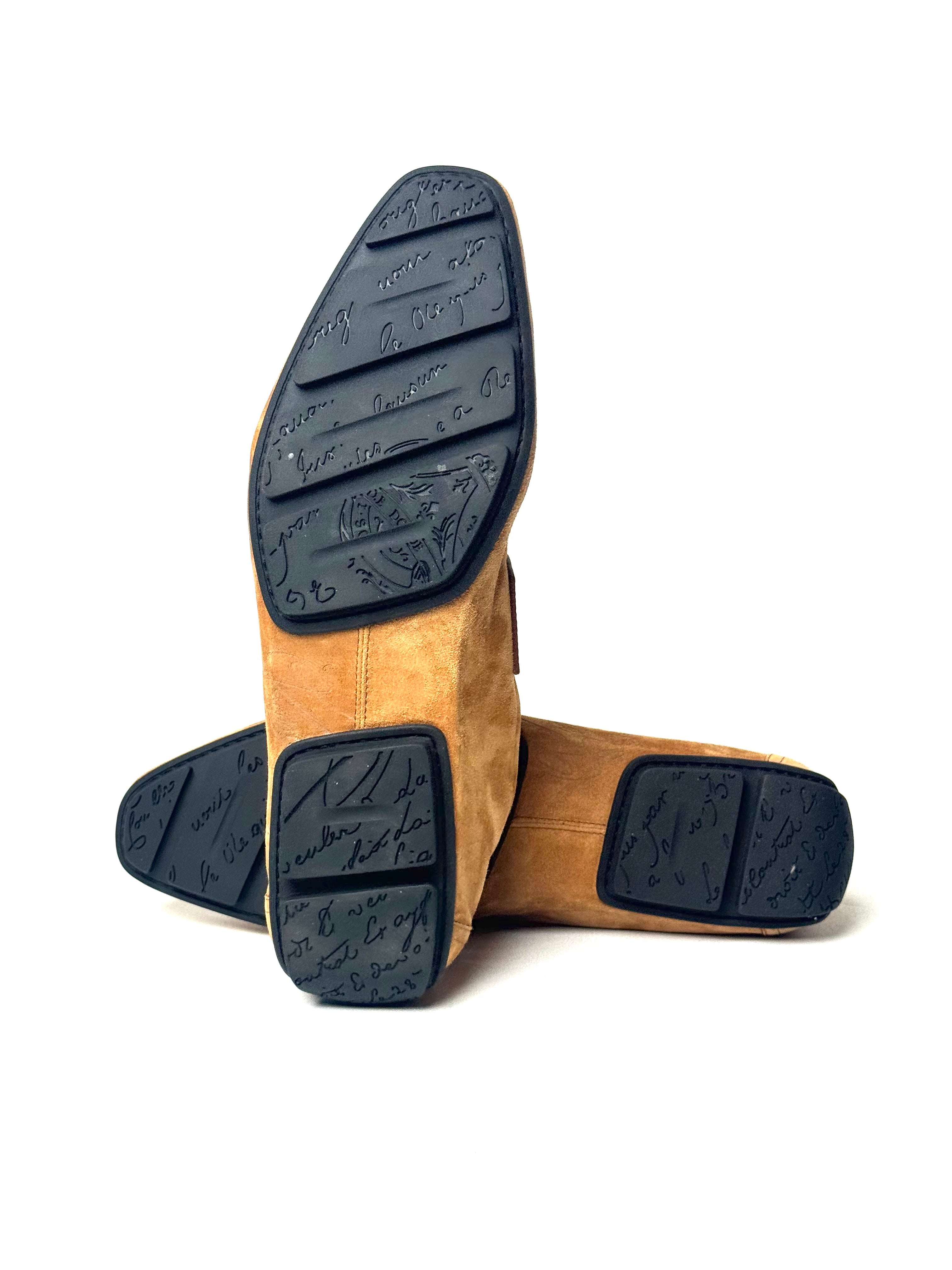 Berluti Lorenzo Scritto Brown Suede Loafers