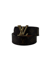 Louis Vuitton Gold Buckle Monogram Macassar Reversible Belt 1
