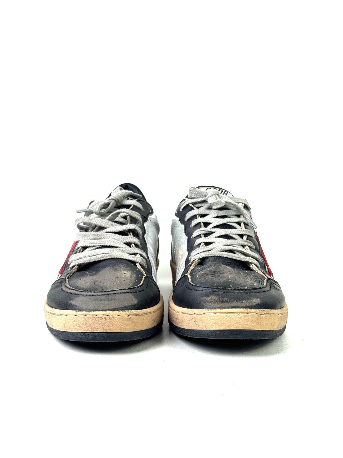 Golden Goose Ball Star In Silver Leather Sneakers