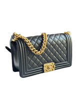 Chanel Boy GHW Black Caviar Leather Shoulder Bag 2