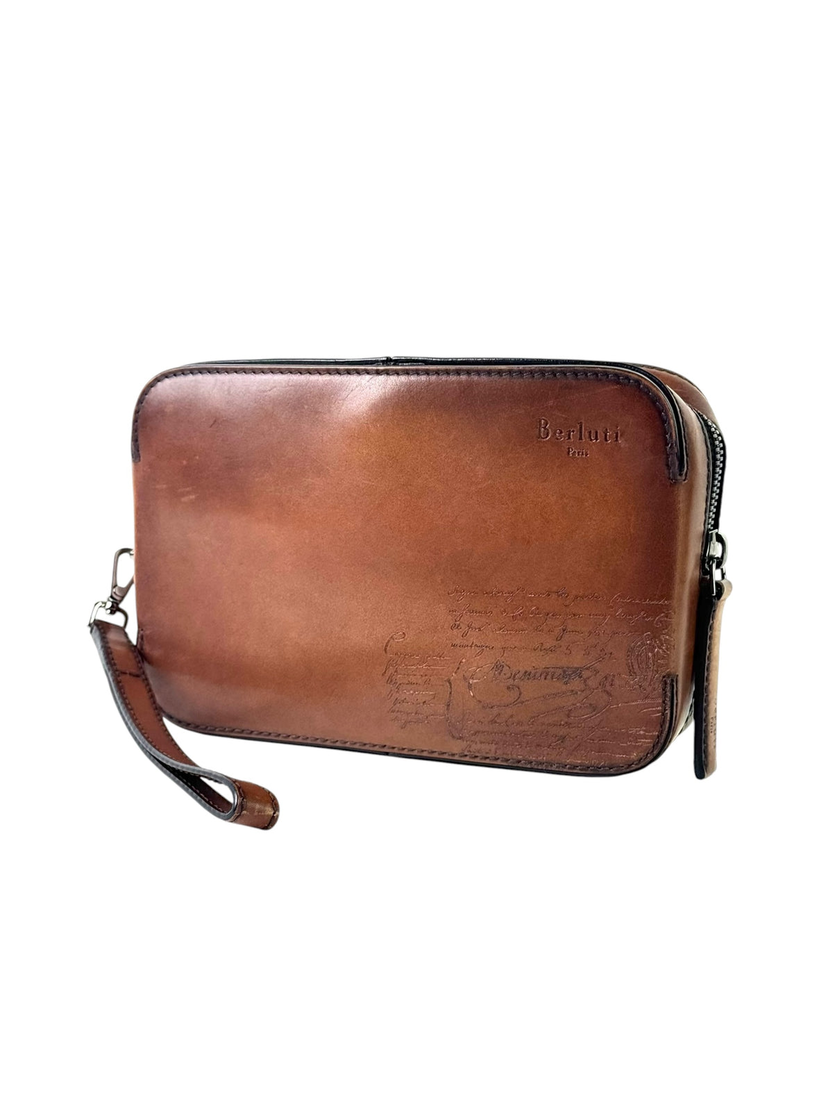 Berluti Scritto Signature Brown Clutch