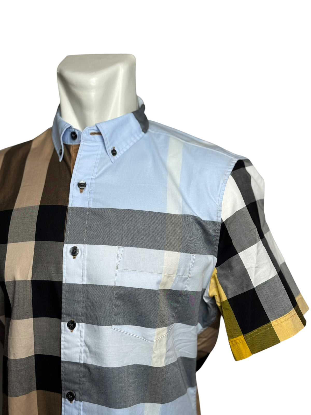 Burberry London Brown Till Blue Check Short Sleeve Shirt
