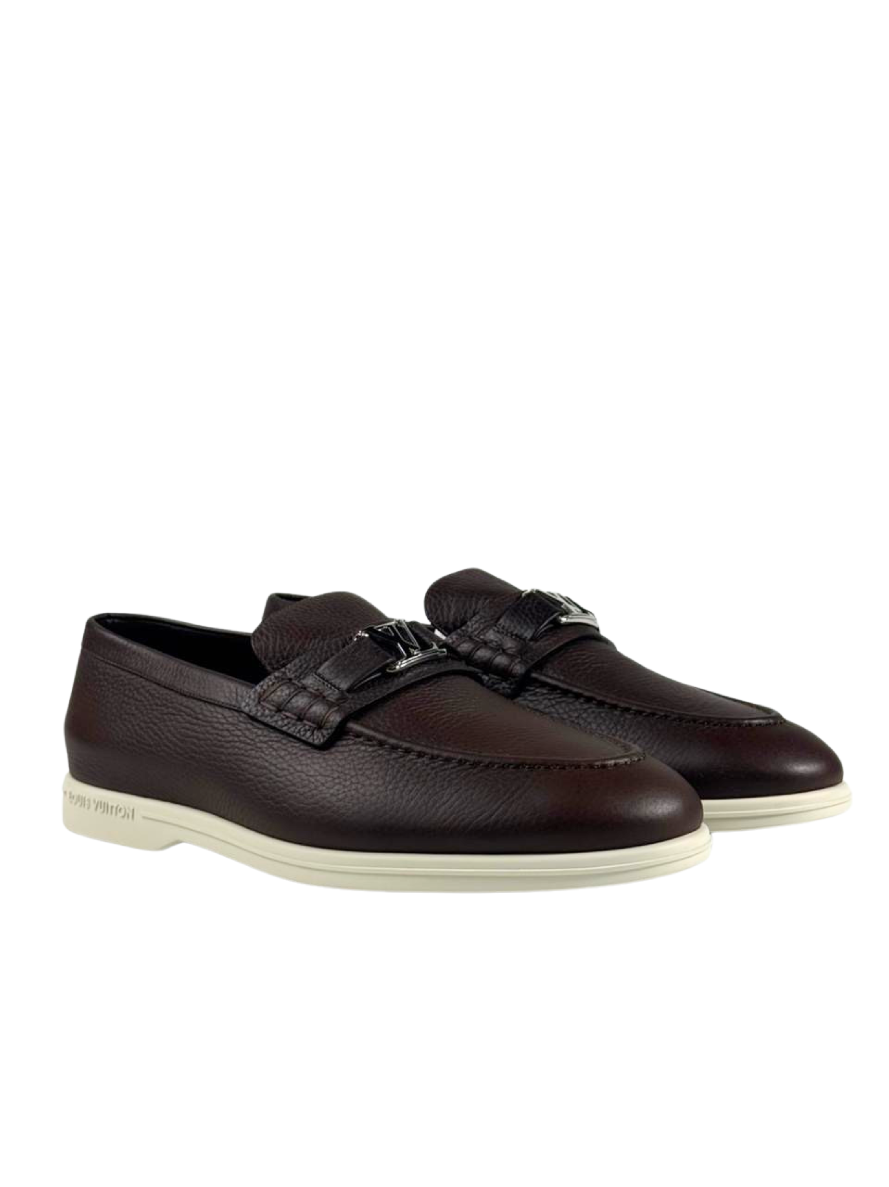 Louis Vuitton Estate Logo Mocha Leather Loafers