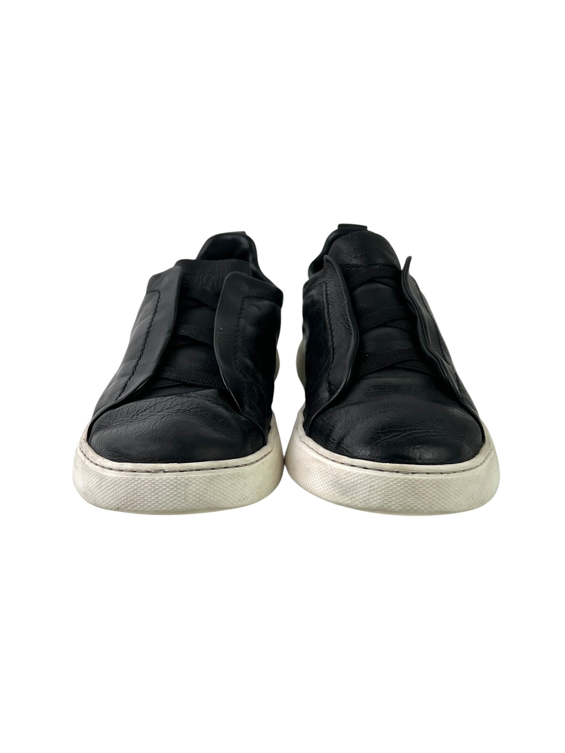 Zegna Triple Stitch Secondskin Black Slip-On
