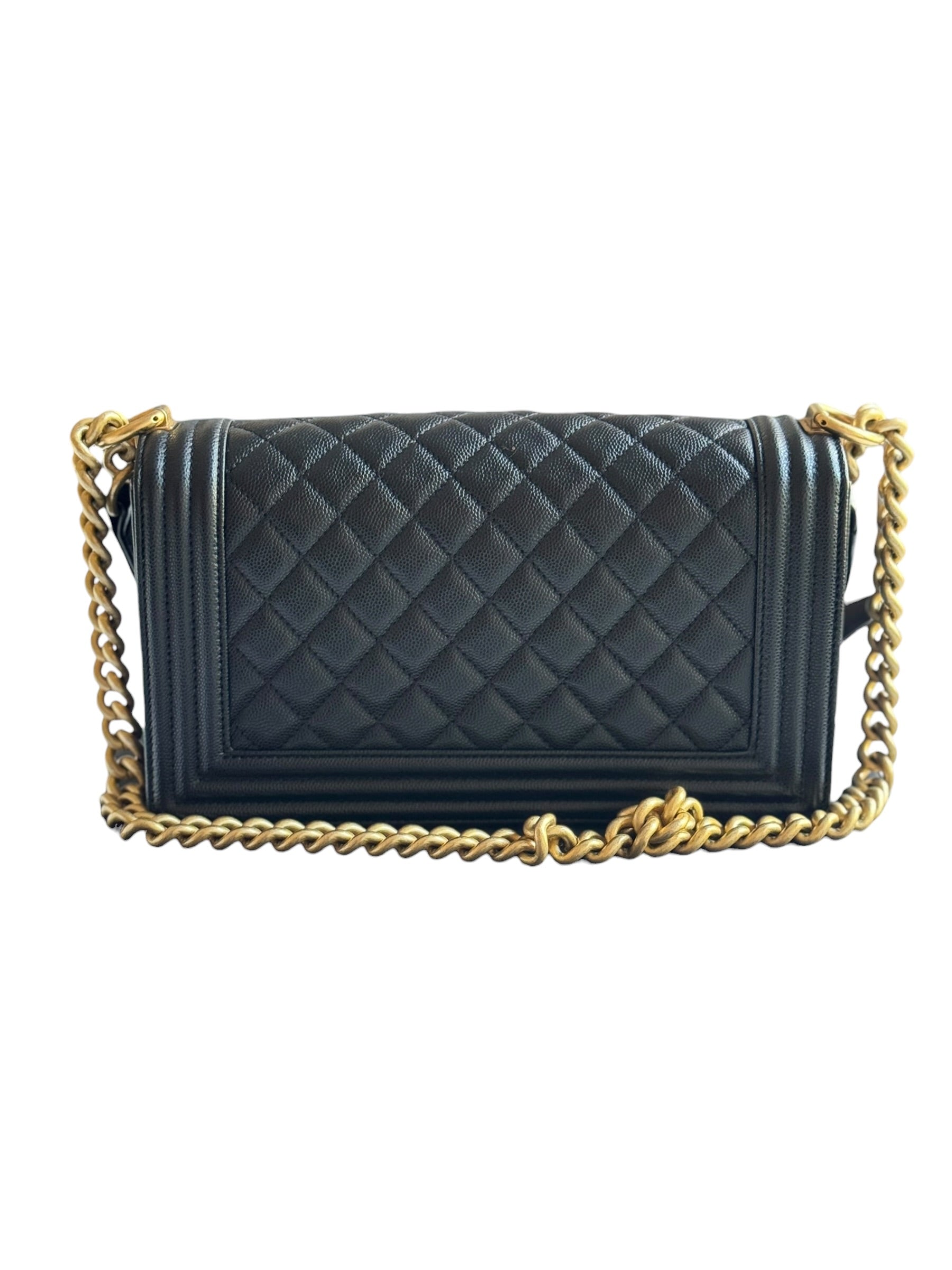Chanel Boy GHW Black Caviar Leather Shoulder Bag