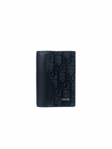 Christian Dior Black Grained Leather & Oblique Jacquard Pocket Wallet 1