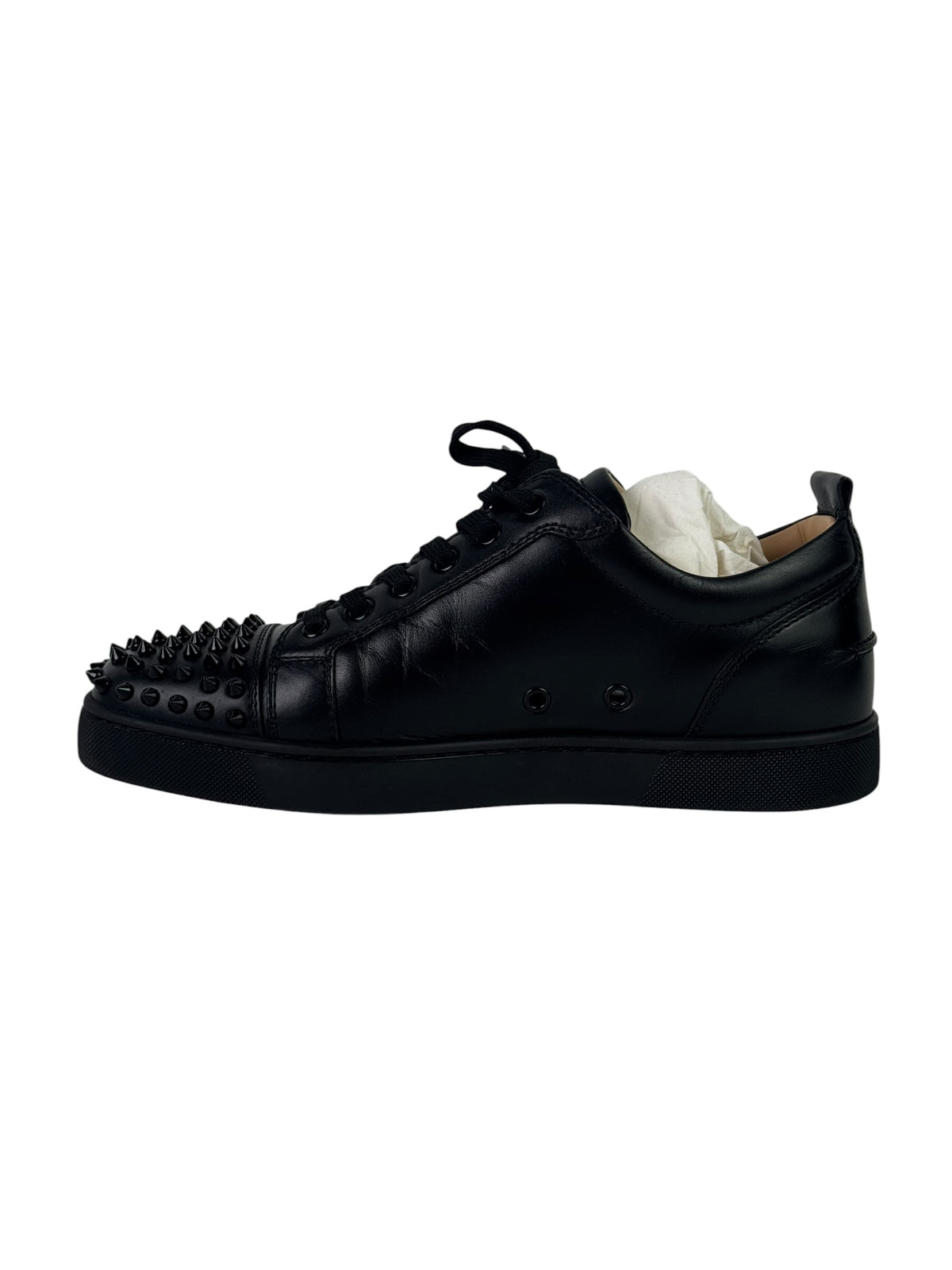 Christian Louboutin Junior Spike Calf Skin Black Sneakers