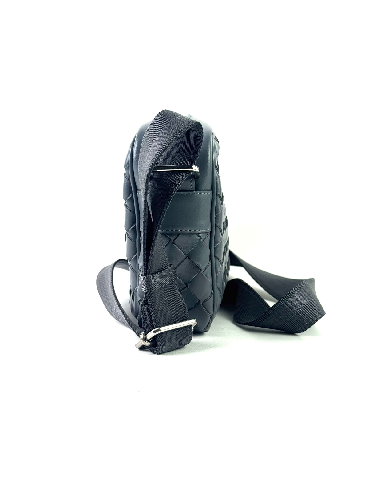 Bottega Veneta Small Intrecciato Grey Camera Bag