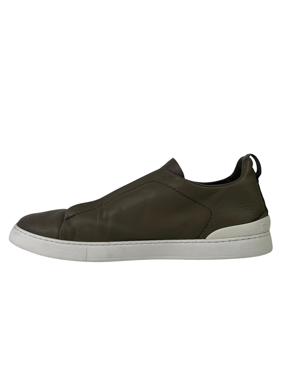 Zegna Triple Stitch Second Skin Khaki Slip-On