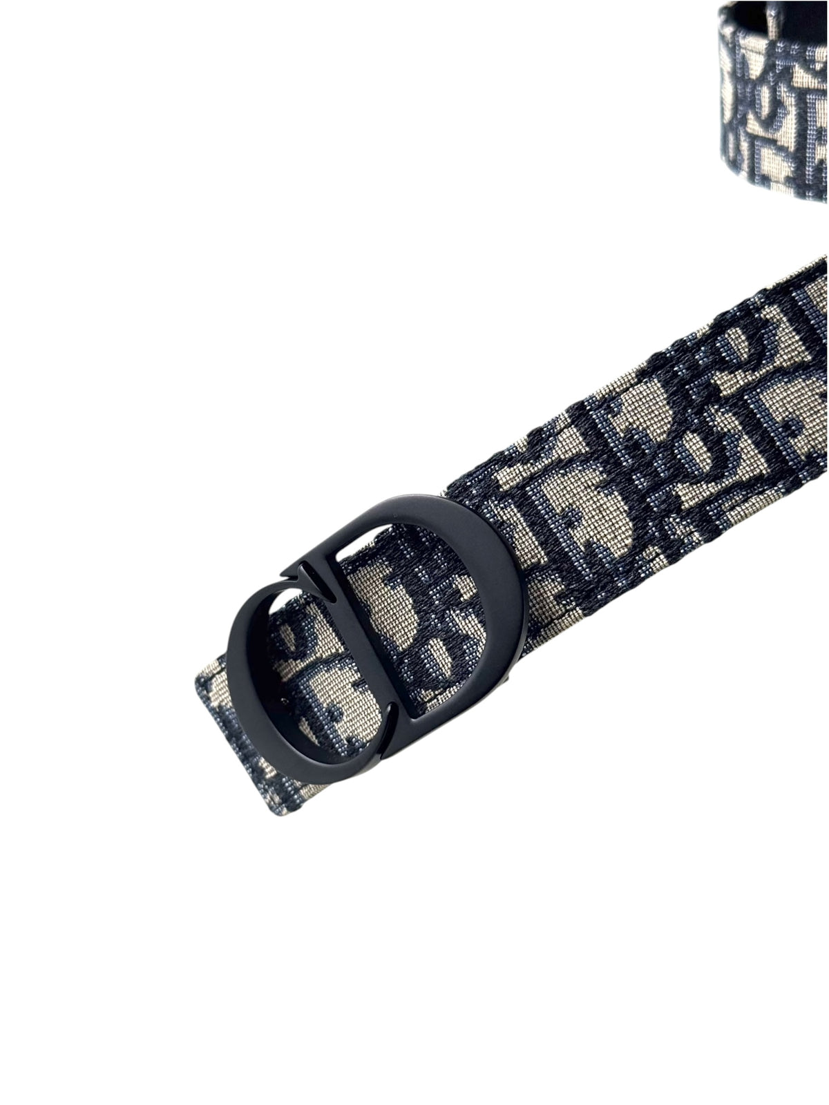 Christian Dior Oblique Jacquard Logo Black Buckle Belt