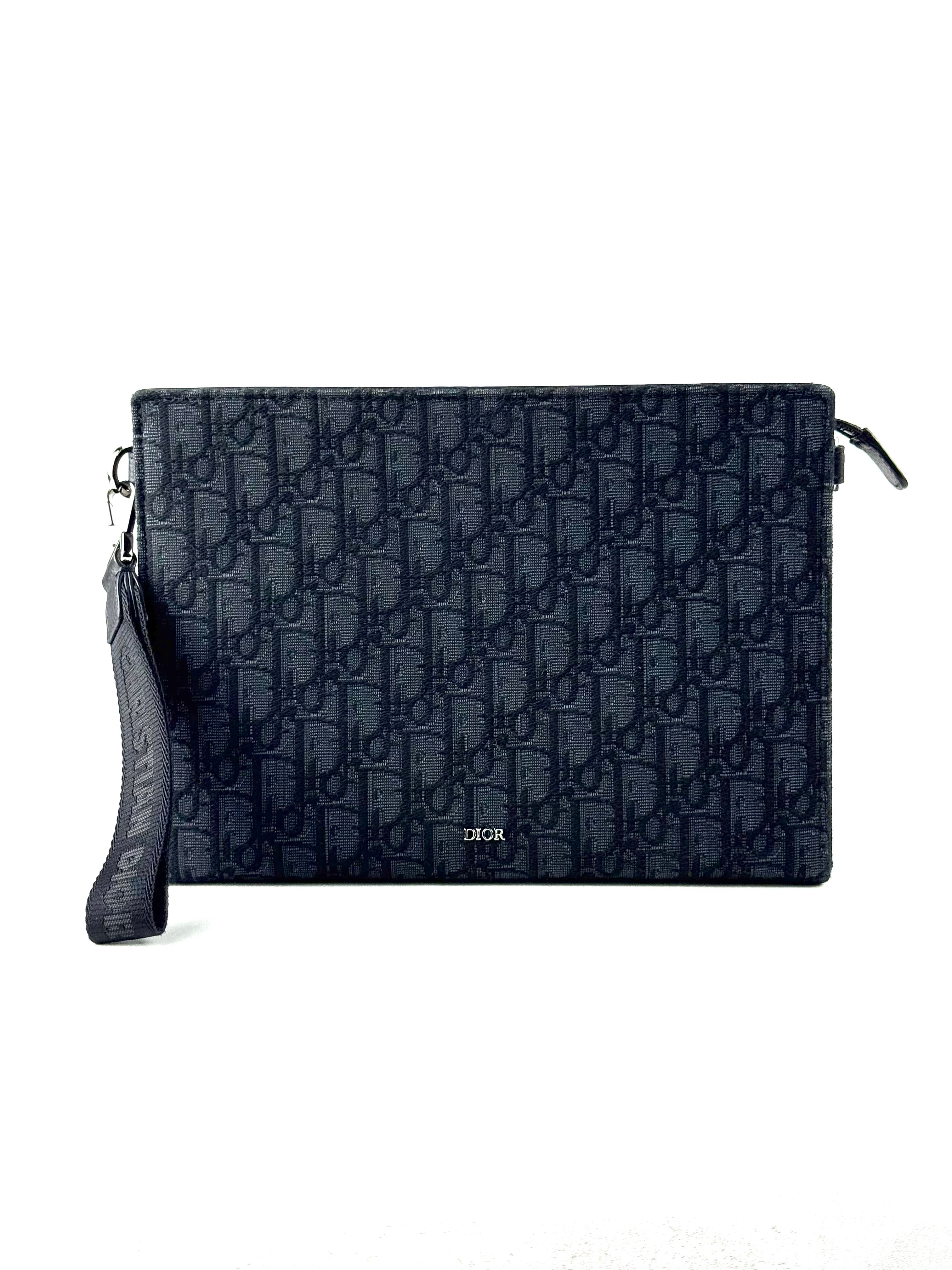 Christian Dior Oblique Jacquard Black A5 Triangle Pouch