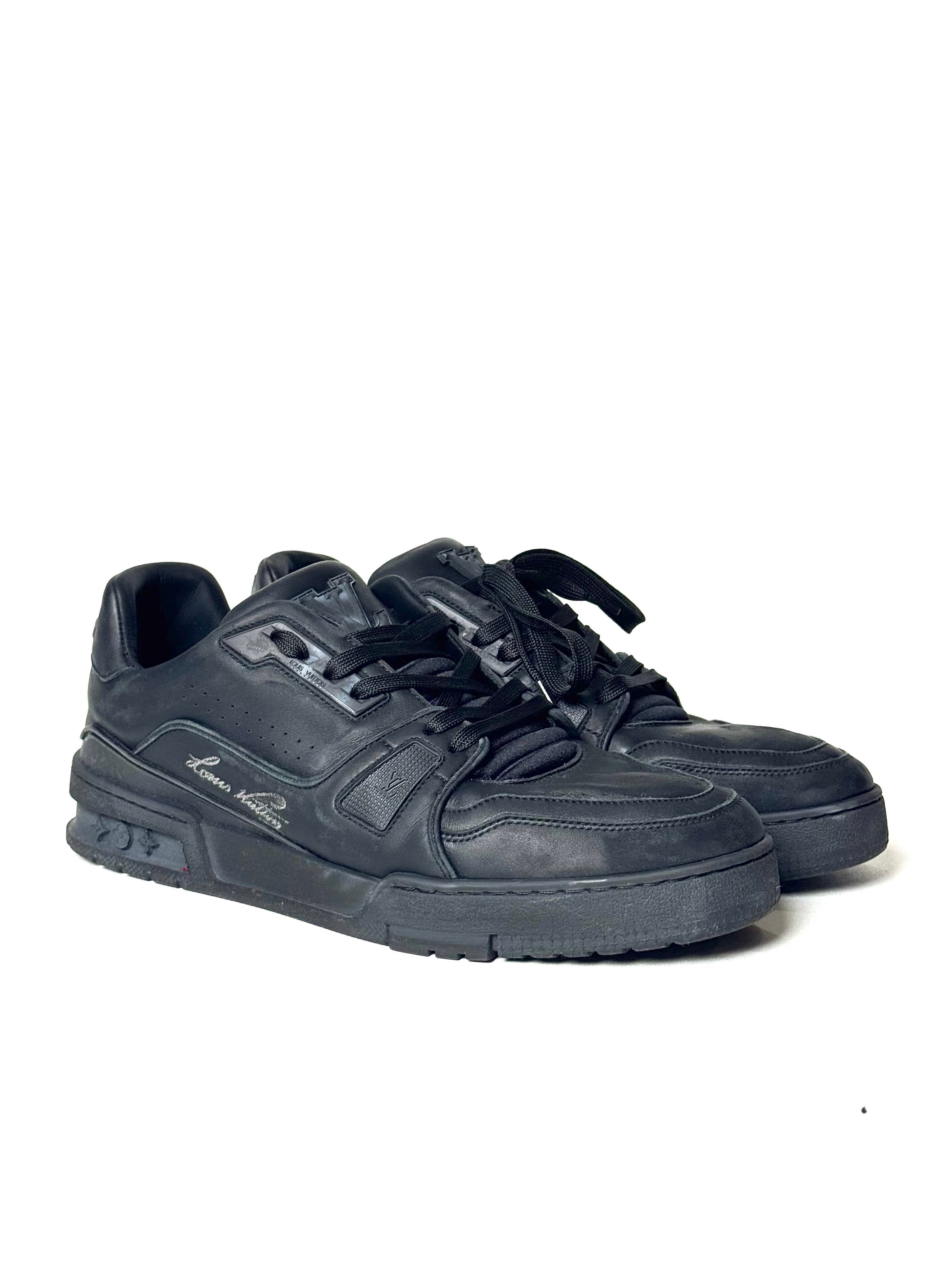 Louis Vuitton Trainer Distressed All Black Sneakers
