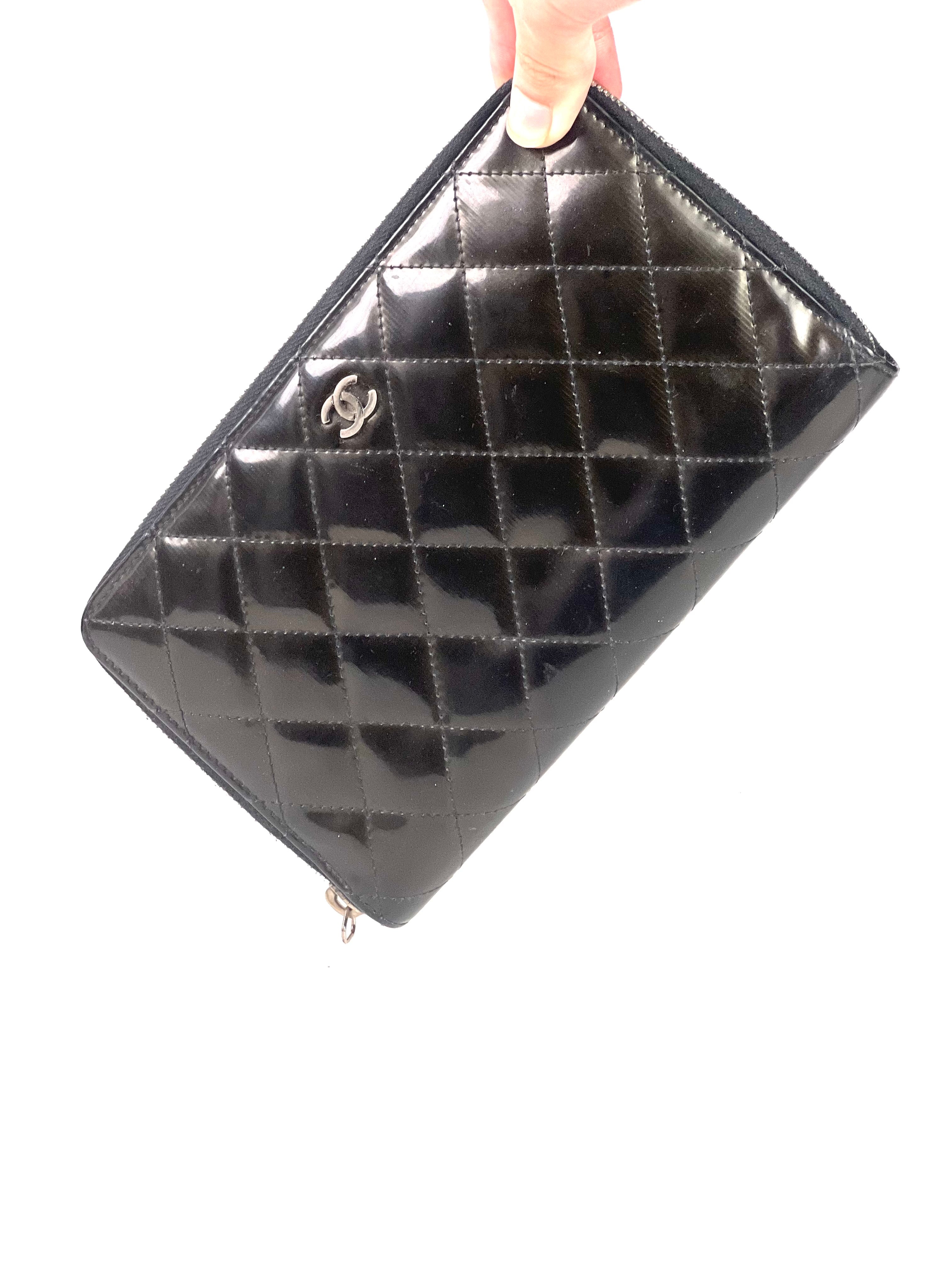 Chanel Patent Leather Black Long Wallet