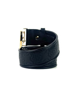 Bvlgari Logo Embossed Black Leather Belt 3