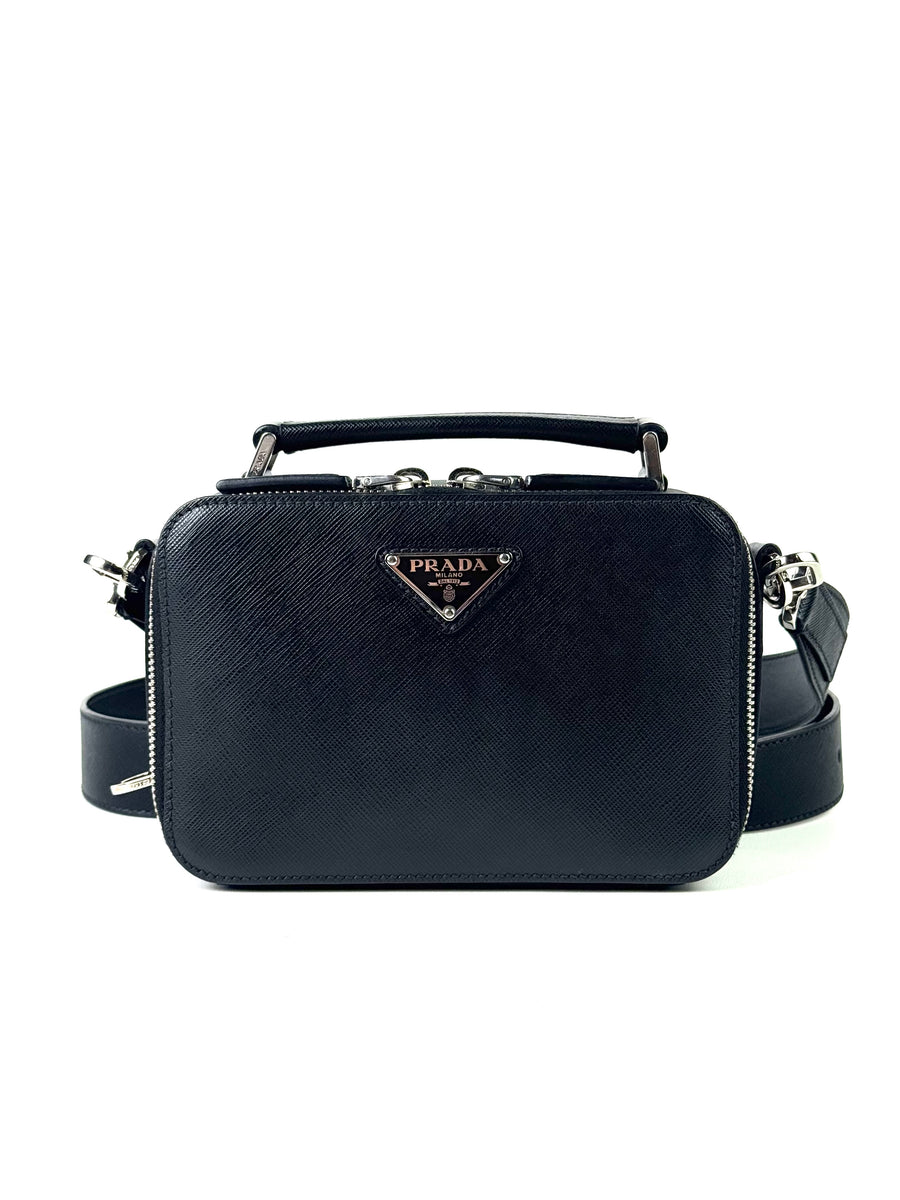 Prada Brique Saffiano Leather Triangle Logo Sling Bag