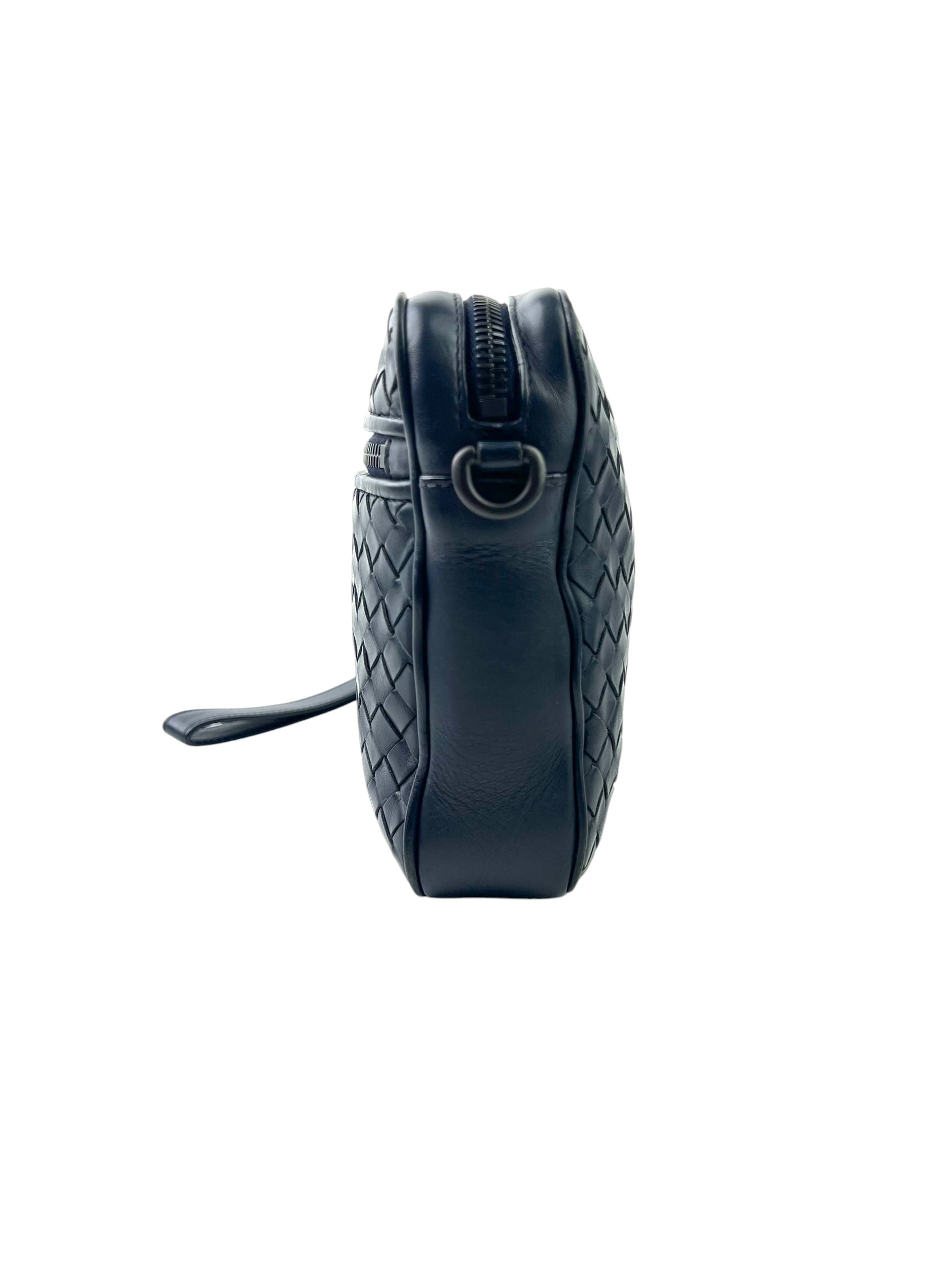 Bottega Veneta Intrecciato Navy Kasai Pouch