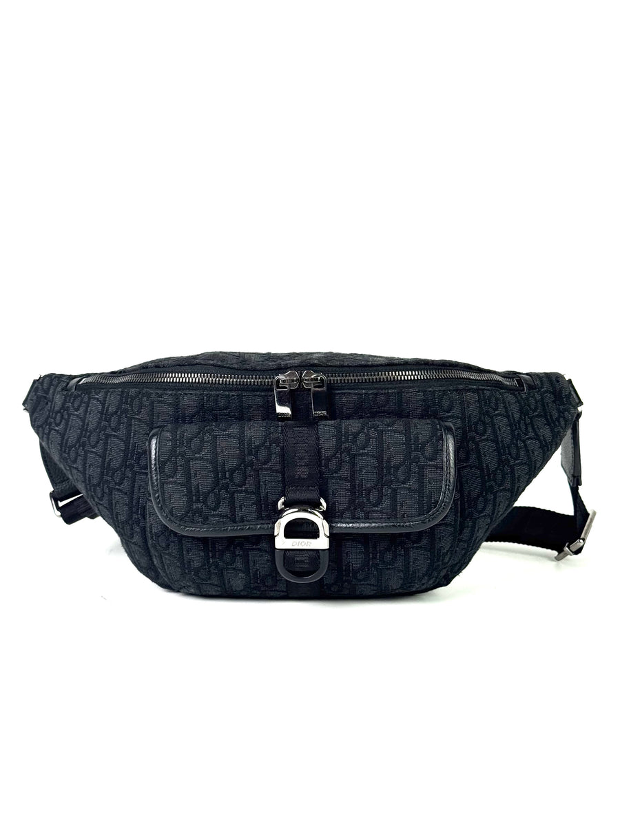 Christian Dior Oblique Jacquard Black Heritage Belt Bag
