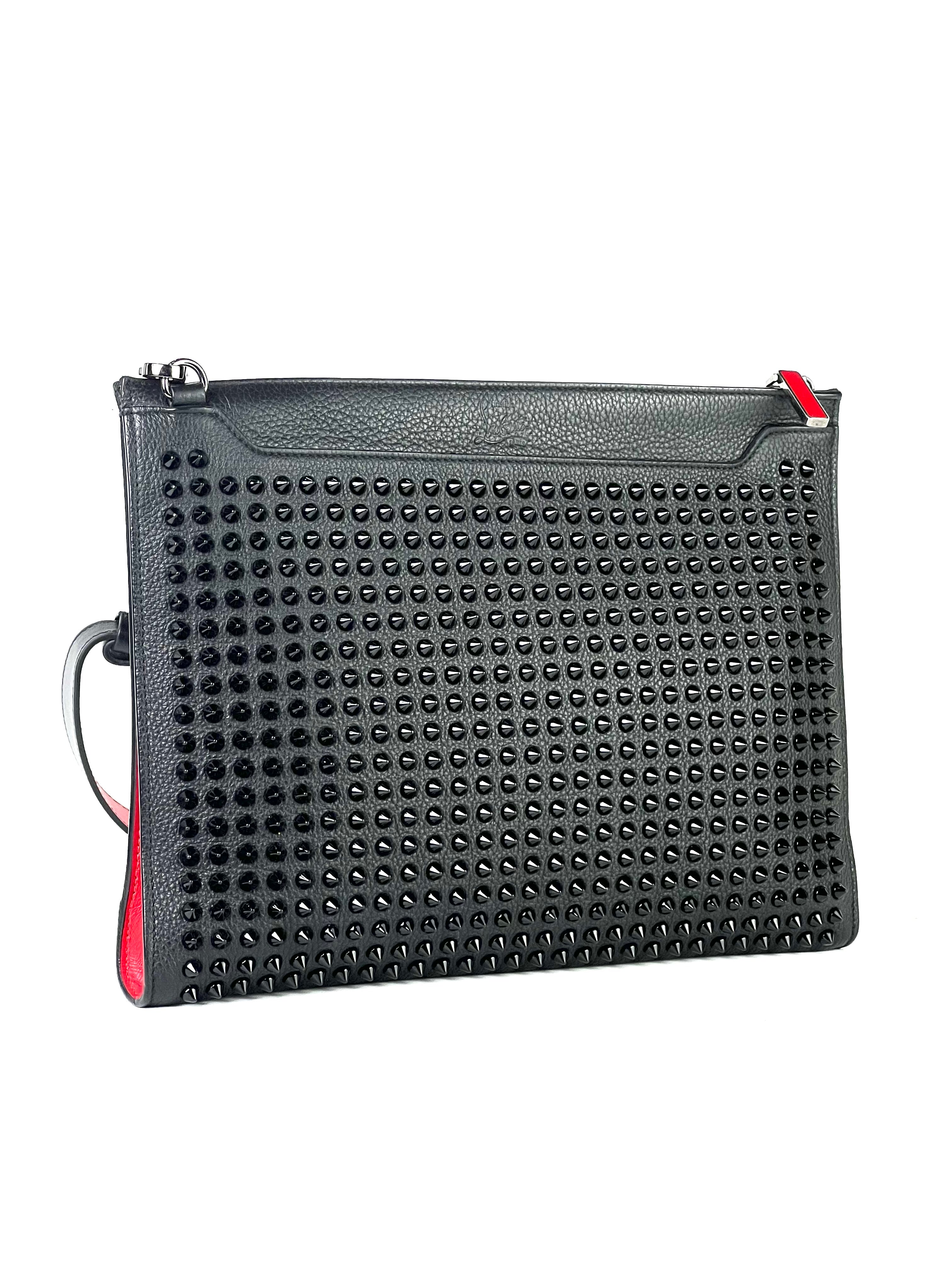 Christian Louboutin Skypouch Calf Leather Spike Black Slingbag