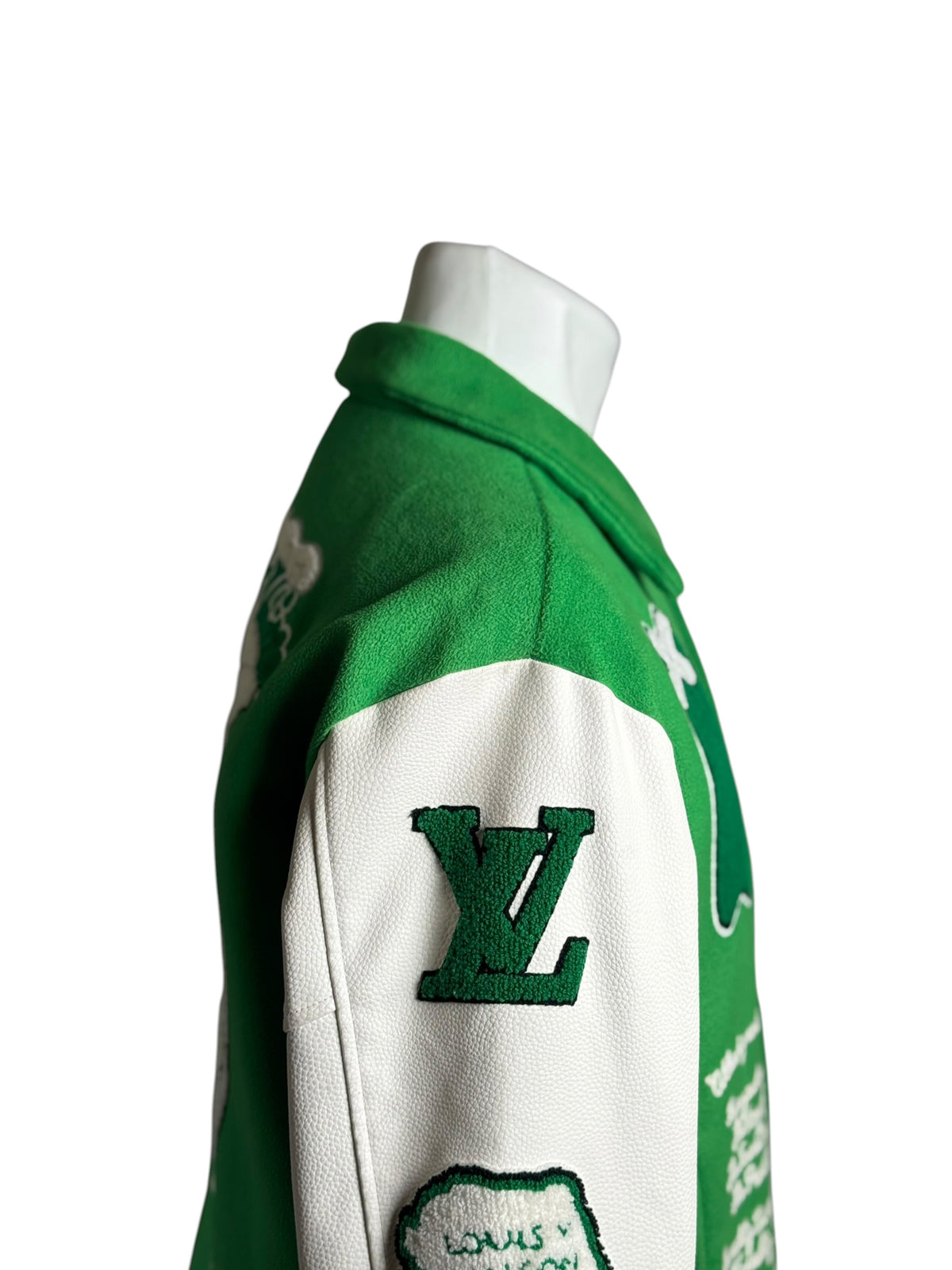 Louis Vuitton Green Wool Varsity Leather Jacket