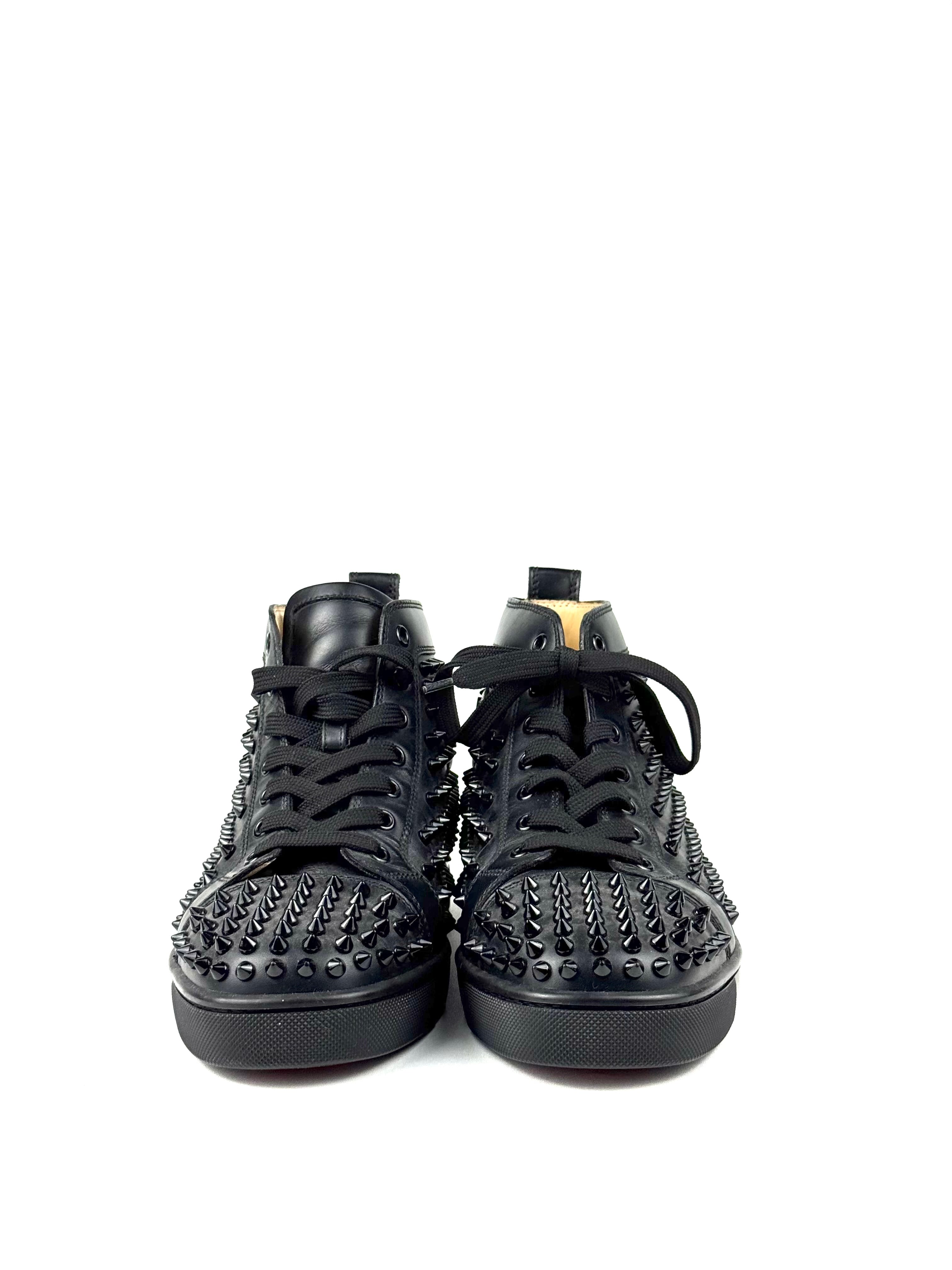 Christian Louboutin High Top Calf Black Sneakers