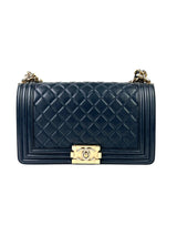 Chanel Boy Lambskin Navy GHW Medium Shoulder Bag 1