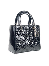 Christian Dior Lady Dior Medium Black Patent Shoulder Bag 2