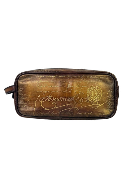 Berluti Scritto Golden Patina Formula Brown Toiletry Pouch