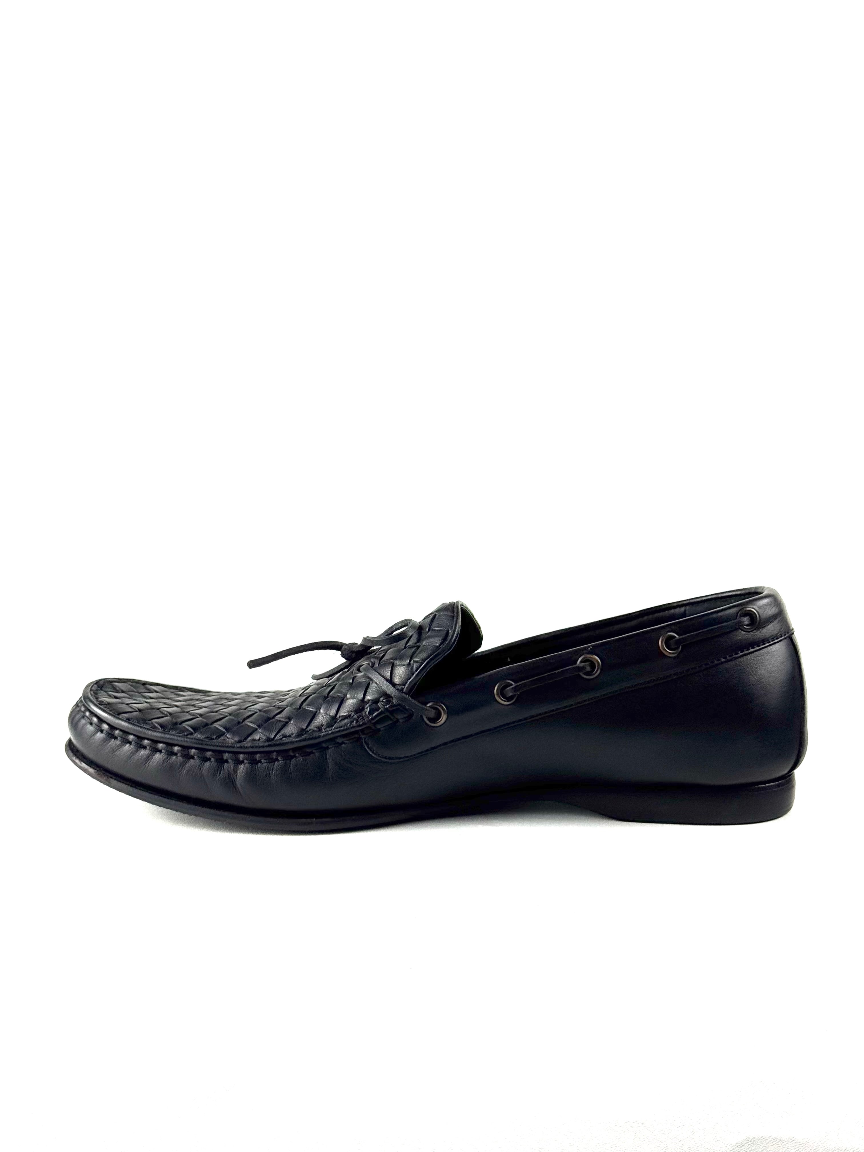 Bottega Veneta Intrecciato Black Leather Loafers