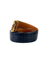 Zilli Crocodile Black 40mm Logo Buckle Belt 4