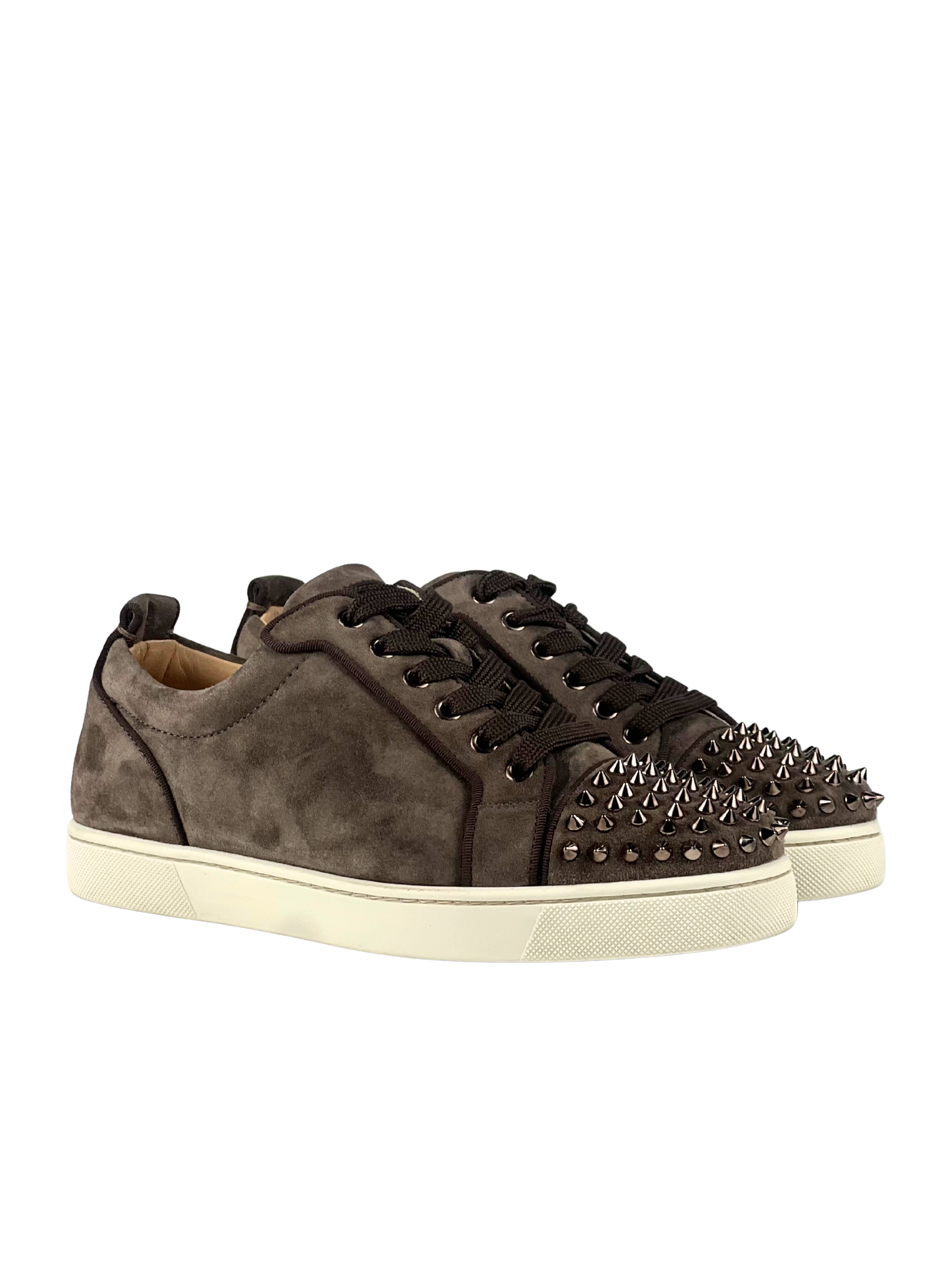 Christian Louboutin Junior Rosegold Spike Suede Sneakers
