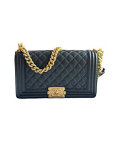 Chanel Boy GHW Black Caviar Leather Shoulder Bag 1